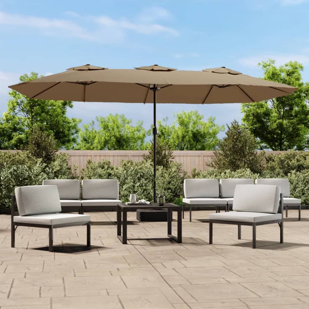 vidaXL Podwójny parasol ogrodowy, taupe, 449x265 cm