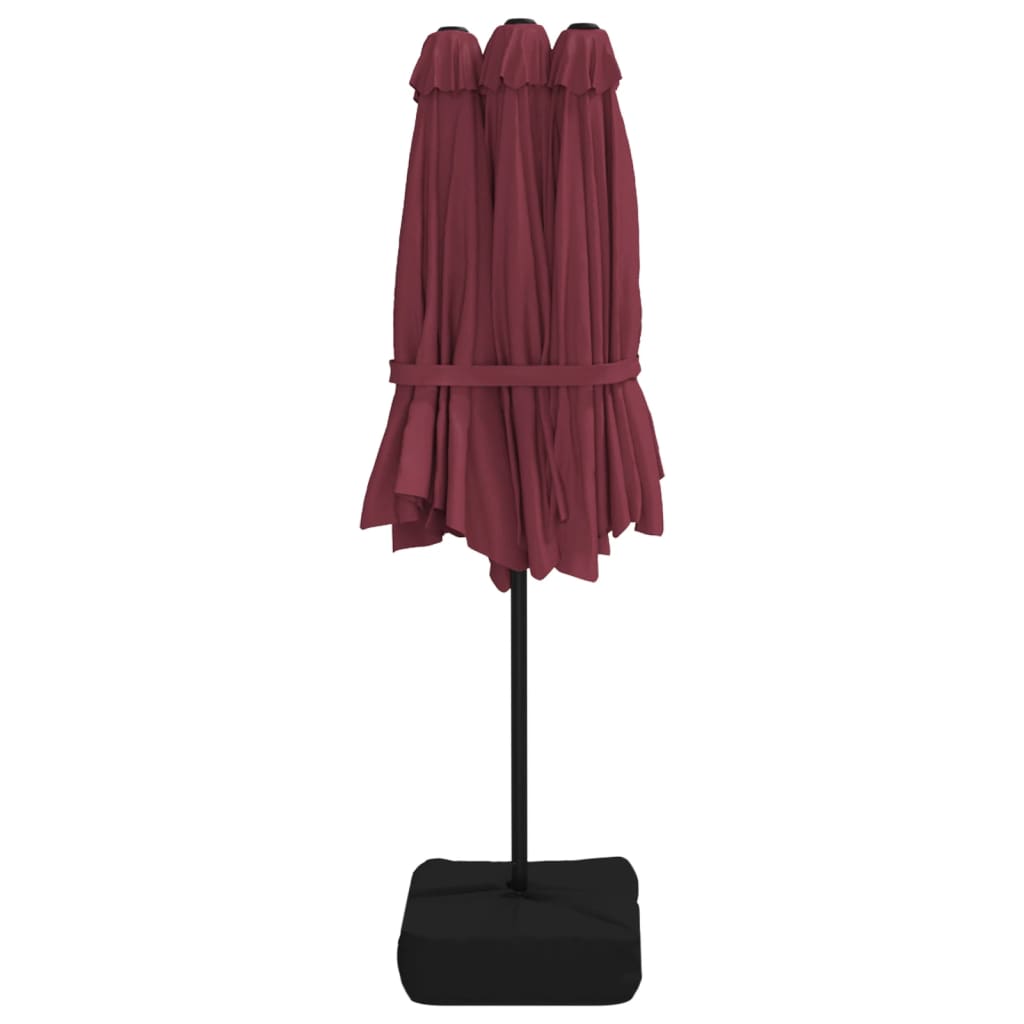 vidaXL Podwójny parasol ogrodowy, bordowy, 449x265 cm