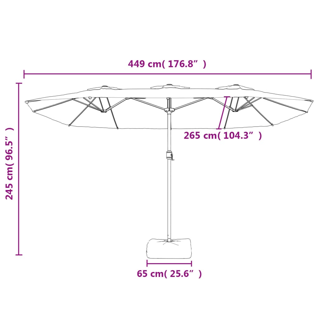 vidaXL Podwójny parasol ogrodowy, terakotowy, 449x265 cm