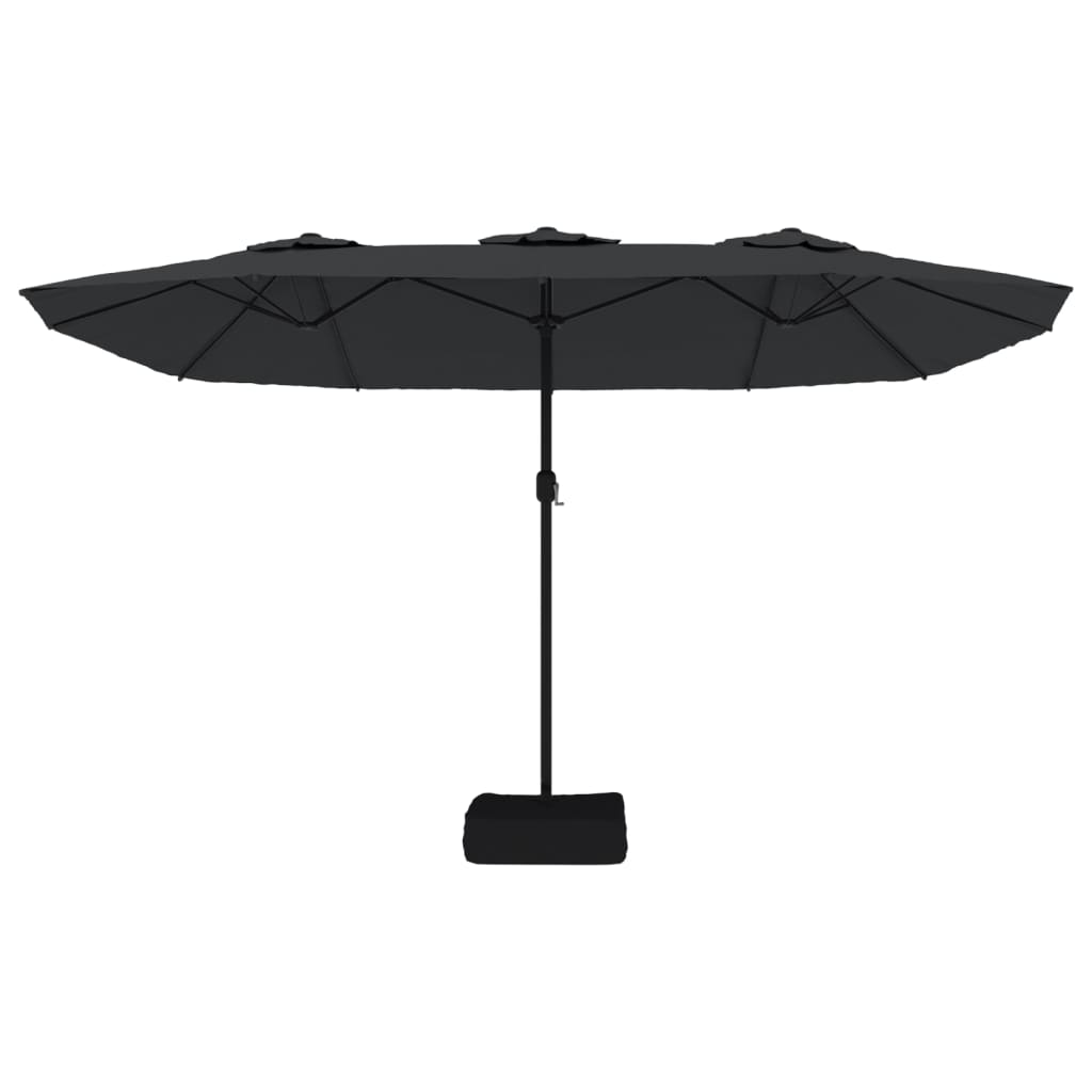 vidaXL Podwójny parasol ogrodowy, czarny, 449x265 cm