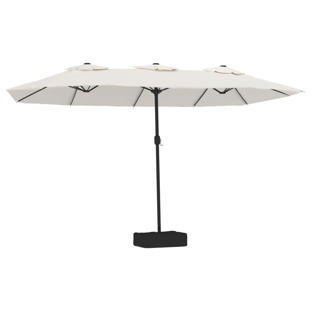 vidaXL Podwójny parasol ogrodowy z LED, piaskowy, 449x265 cm
