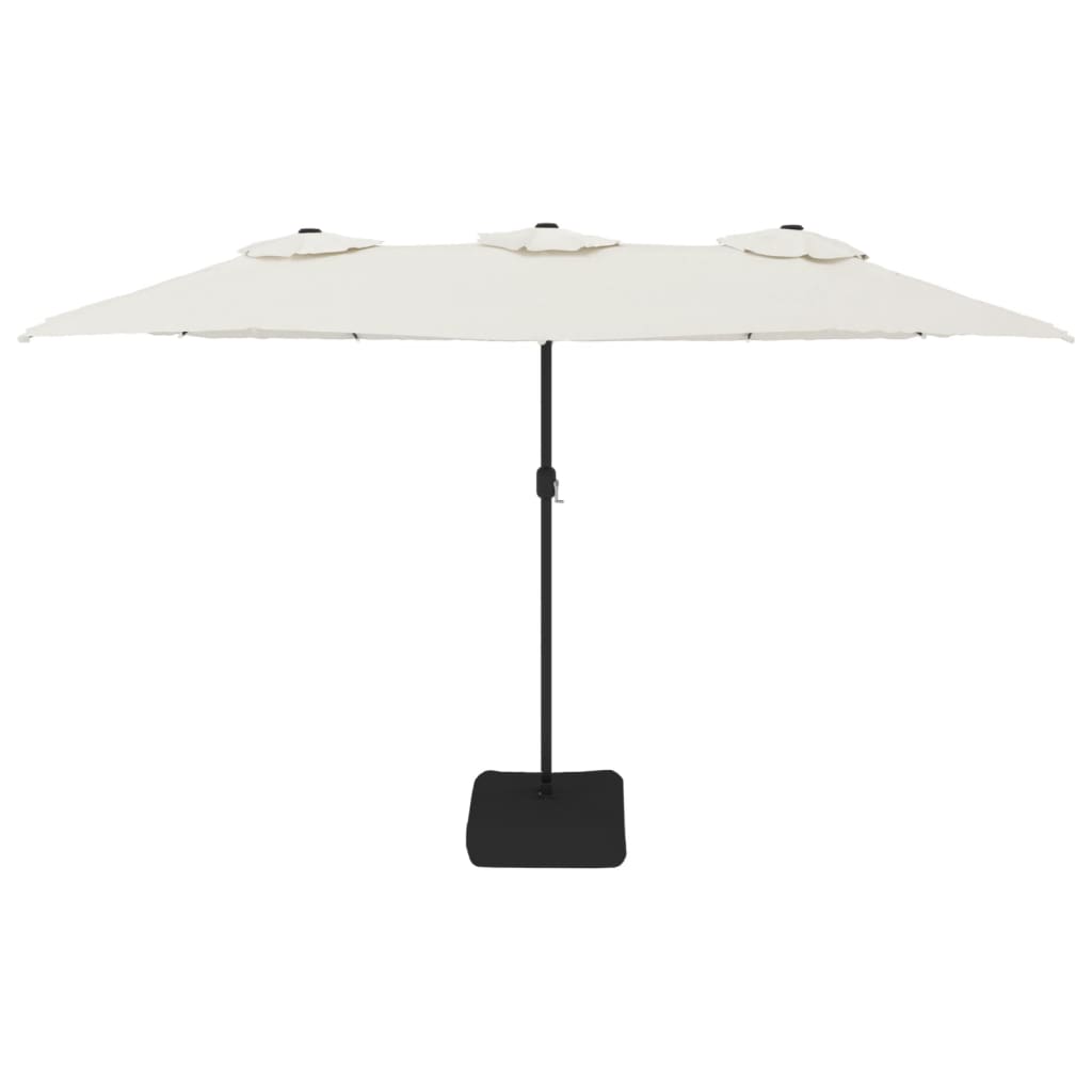 vidaXL Podwójny parasol ogrodowy z LED, piaskowy, 449x265 cm