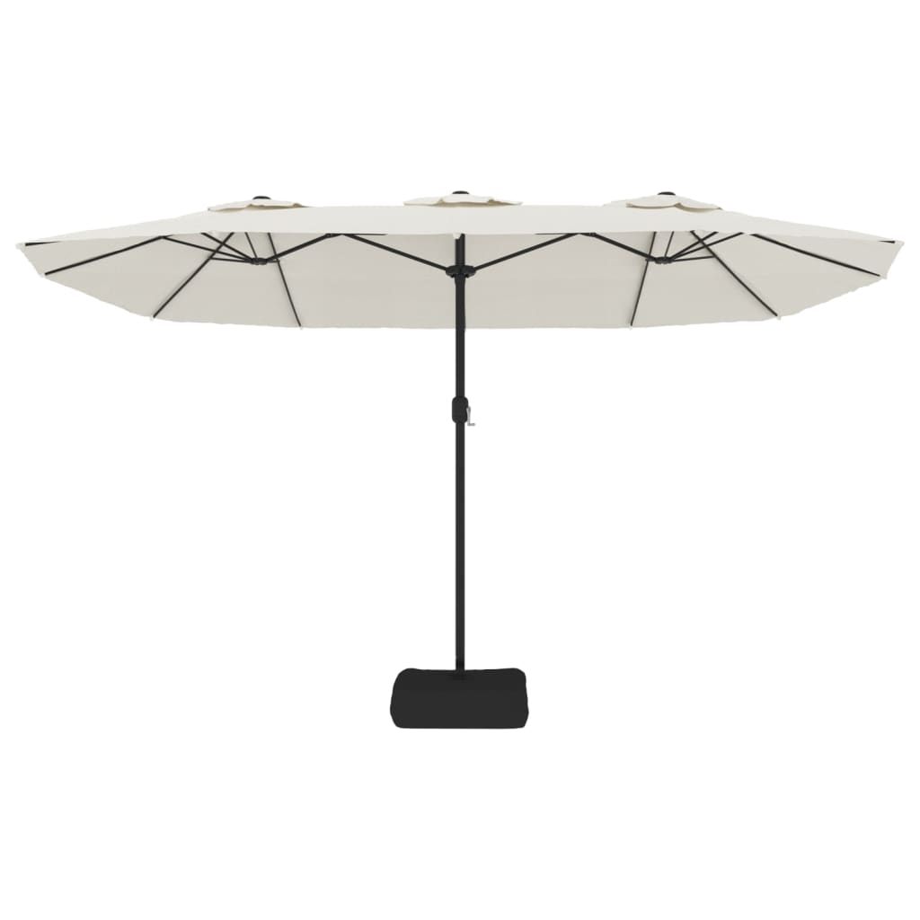 vidaXL Podwójny parasol ogrodowy z LED, piaskowy, 449x265 cm