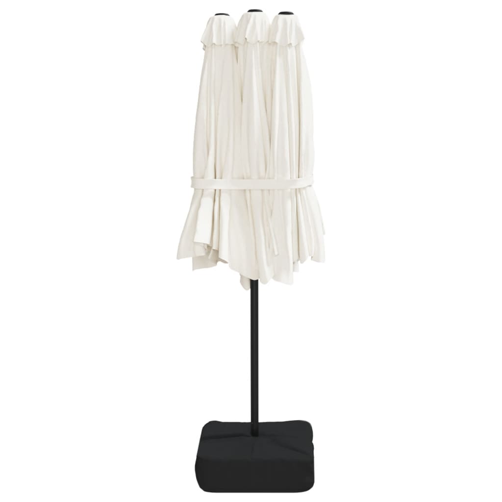 vidaXL Podwójny parasol ogrodowy z LED, piaskowy, 449x265 cm