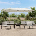 vidaXL Podwójny parasol ogrodowy z LED, piaskowy, 449x265 cm