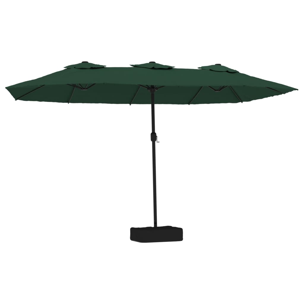 vidaXL Podwójny parasol ogrodowy z LED, zielony, 449x265 cm