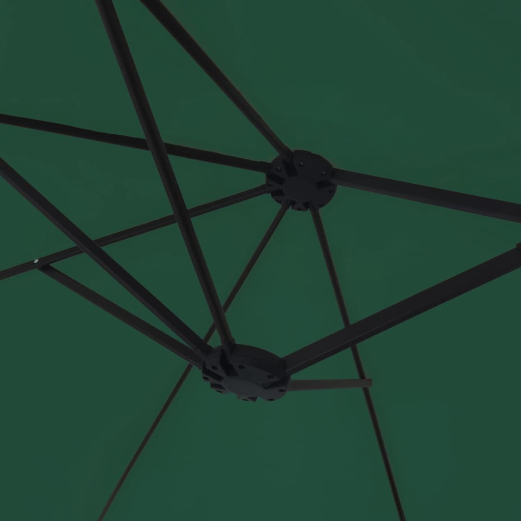 vidaXL Podwójny parasol ogrodowy z LED, zielony, 449x265 cm