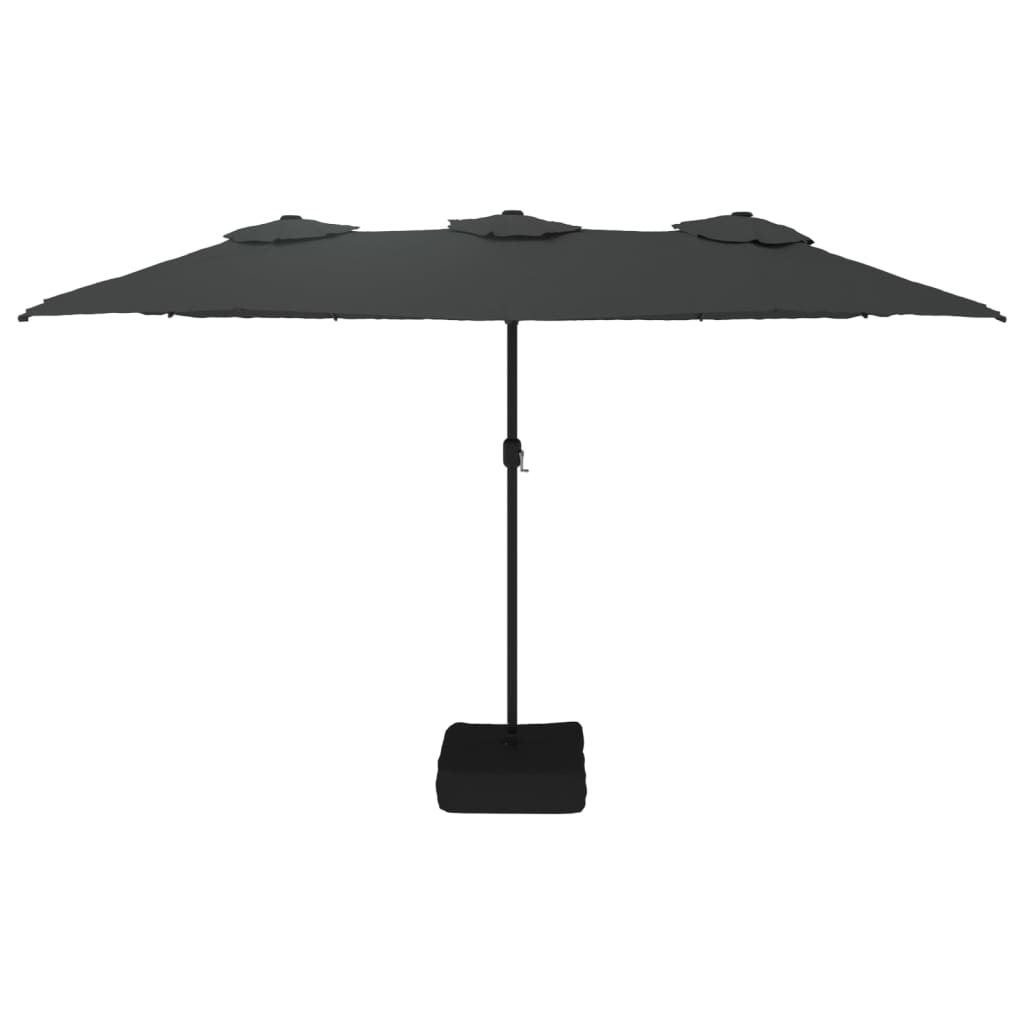 vidaXL Podwójny parasol ogrodowy z LED, antracytowy, 449x265 cm