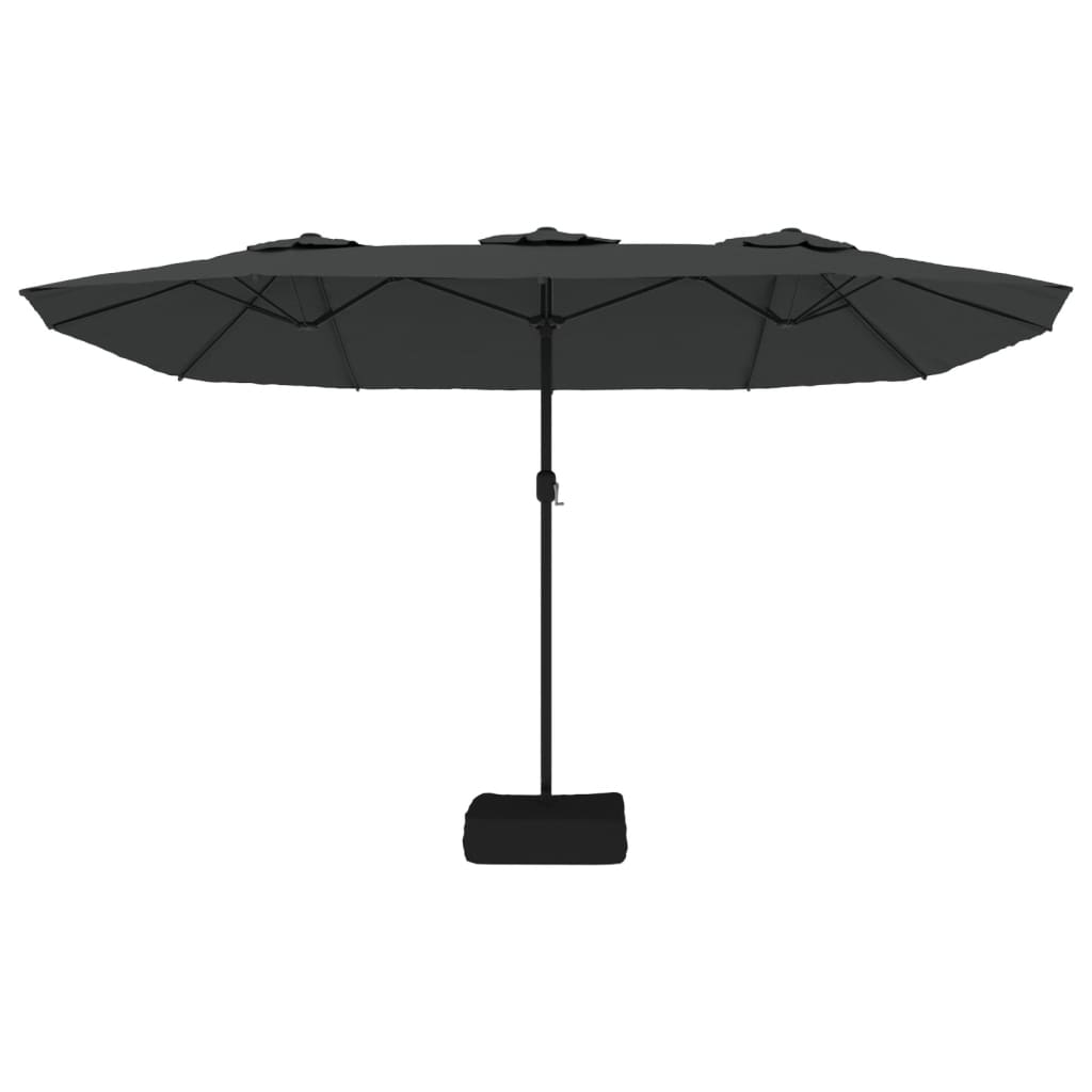 vidaXL Podwójny parasol ogrodowy z LED, antracytowy, 449x265 cm