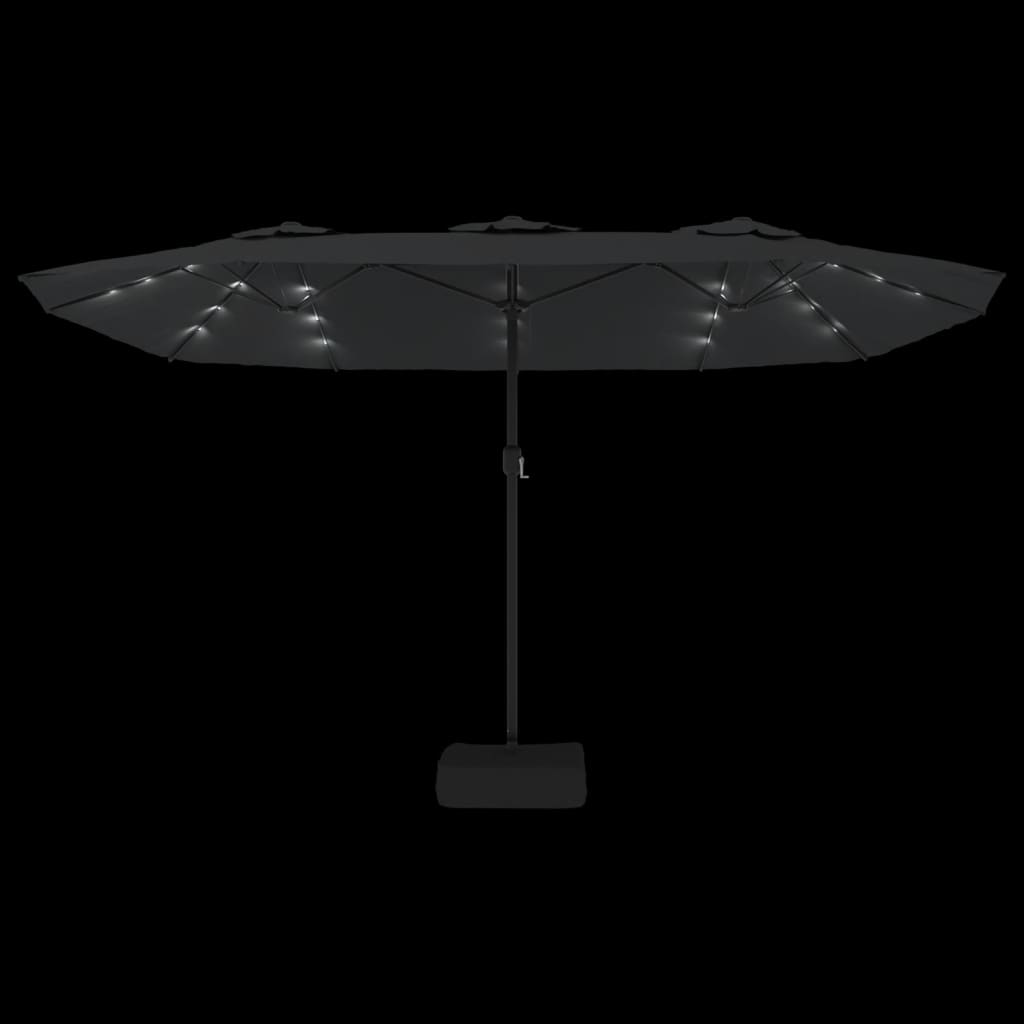 vidaXL Podwójny parasol ogrodowy z LED, antracytowy, 449x265 cm