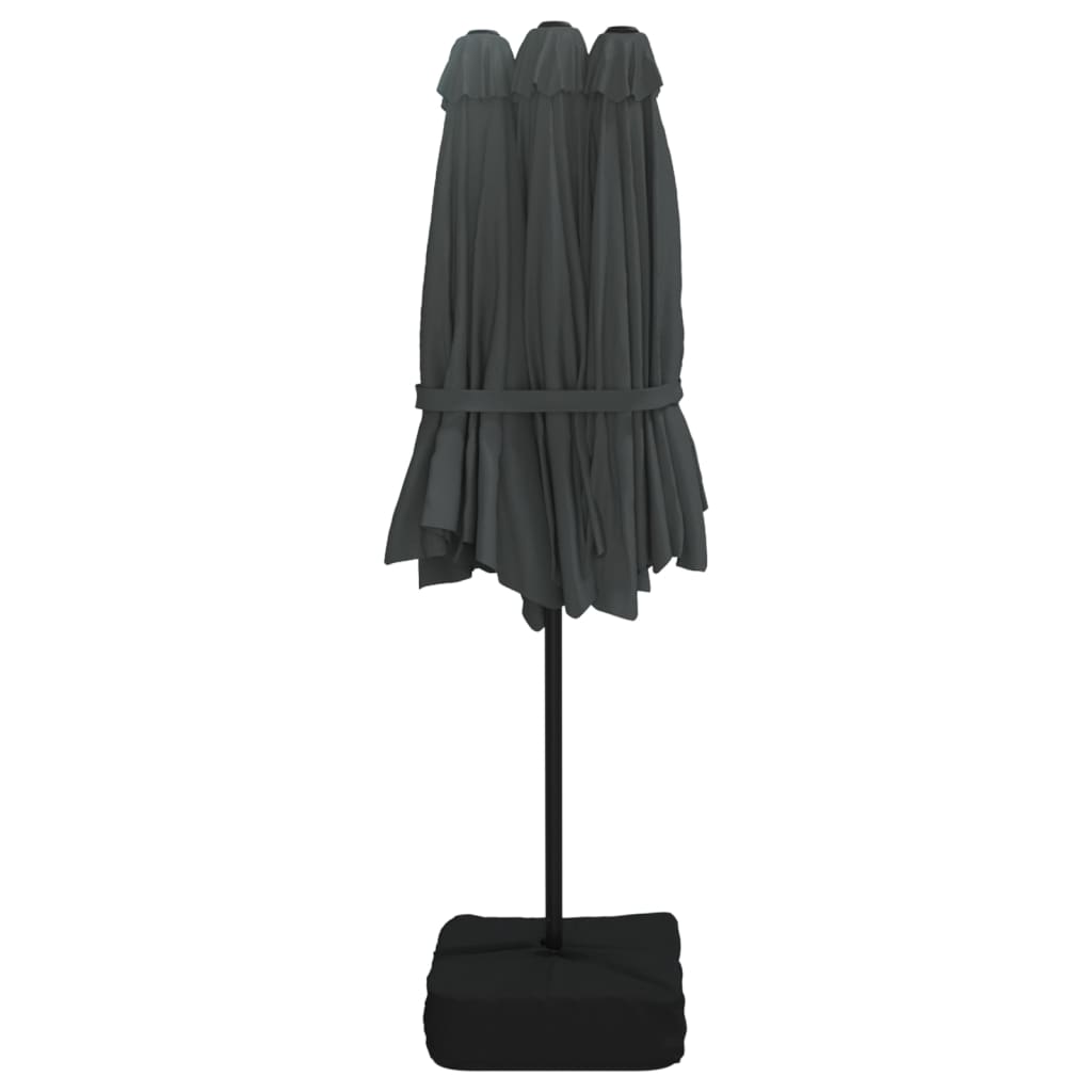 vidaXL Podwójny parasol ogrodowy z LED, antracytowy, 449x265 cm