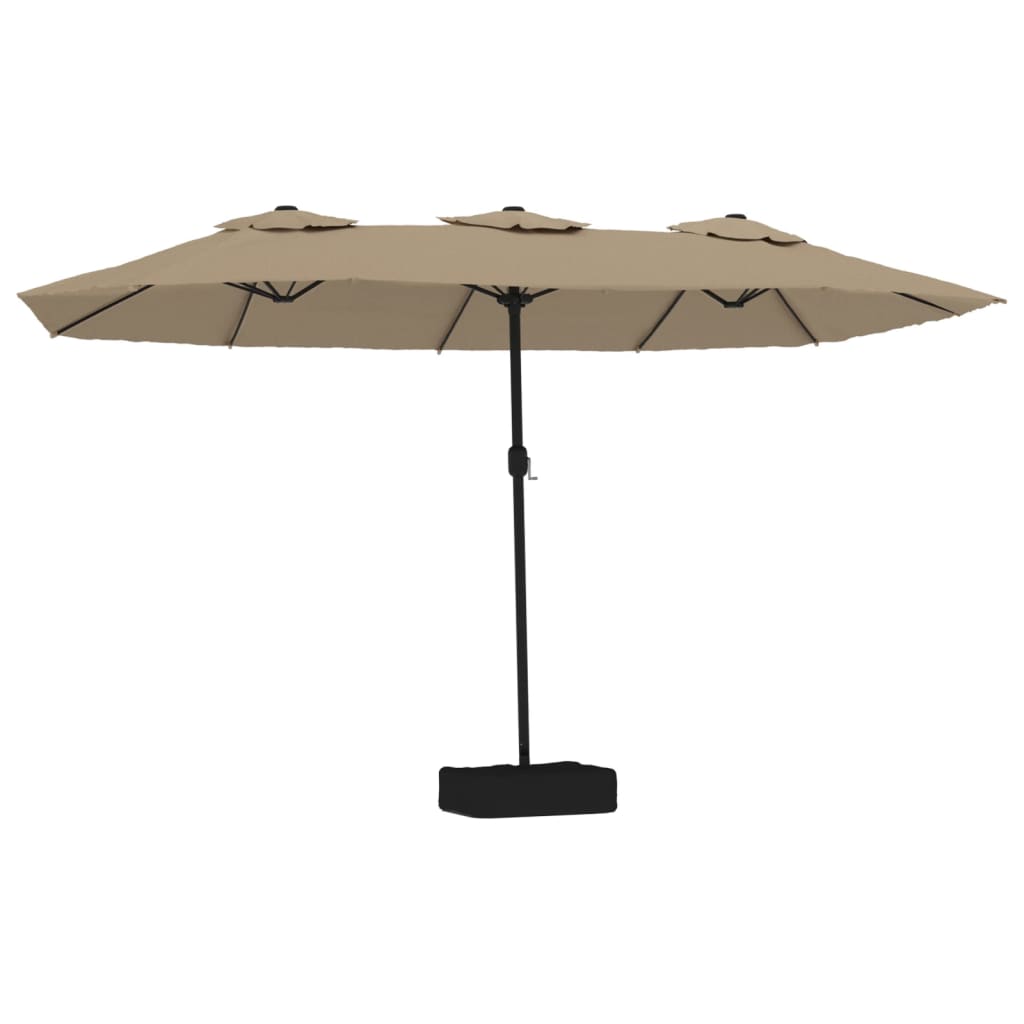 vidaXL Podwójny parasol ogrodowy z LED, kolor taupe, 449x265 cm