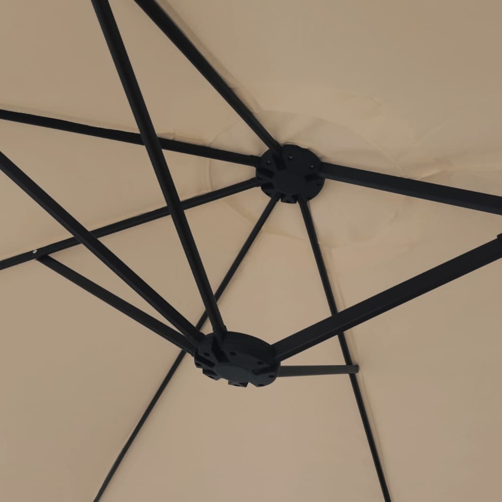 vidaXL Podwójny parasol ogrodowy z LED, kolor taupe, 449x265 cm