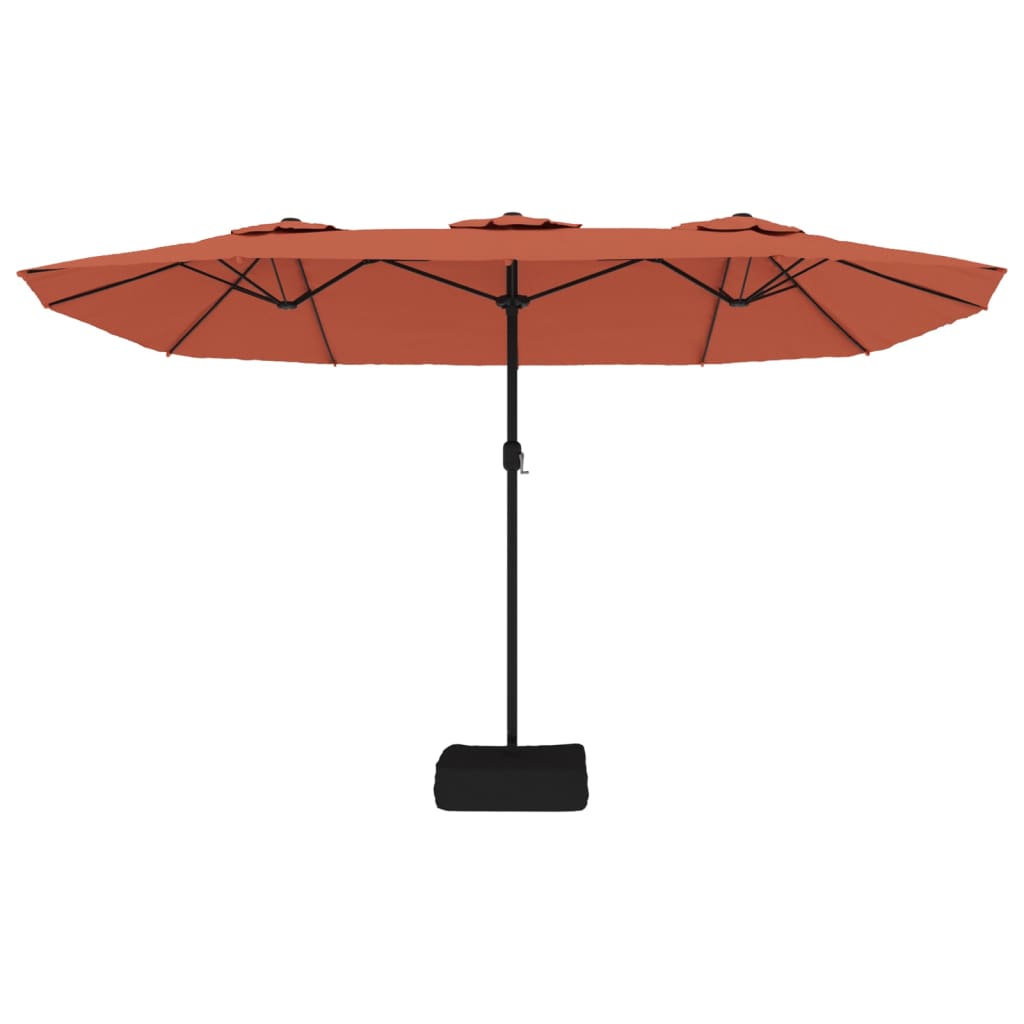 vidaXL Podwójny parasol ogrodowy z LED, terakotowy, 449x265 cm