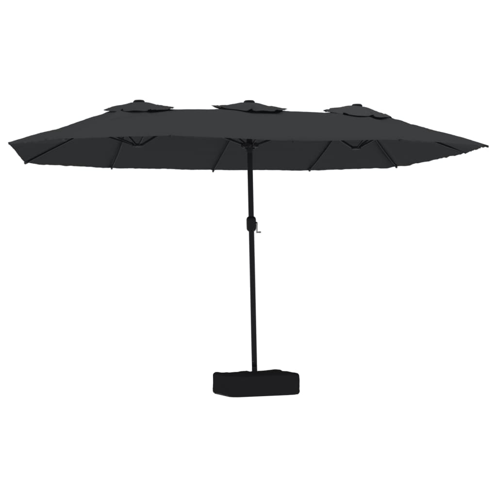 vidaXL Podwójny parasol ogrodowy z LED, czarny, 449x265 cm