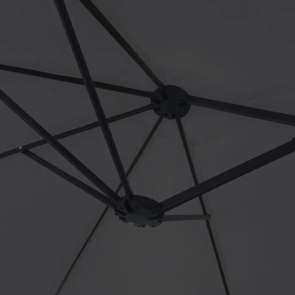 vidaXL Podwójny parasol ogrodowy z LED, czarny, 449x265 cm