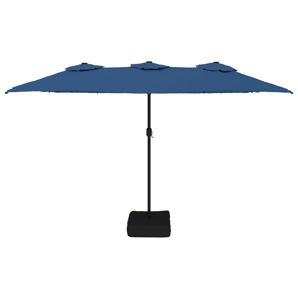 vidaXL Podwójny parasol ogrodowy z LED, niebieski, 449x265 cm