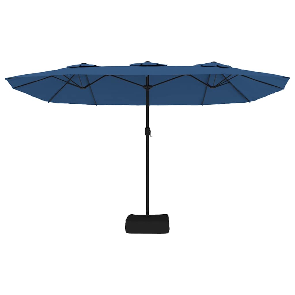 vidaXL Podwójny parasol ogrodowy z LED, niebieski, 449x265 cm
