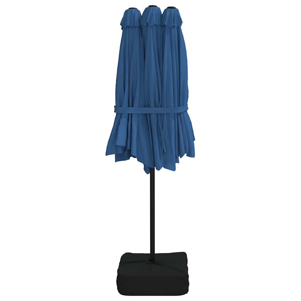 vidaXL Podwójny parasol ogrodowy z LED, niebieski, 449x265 cm