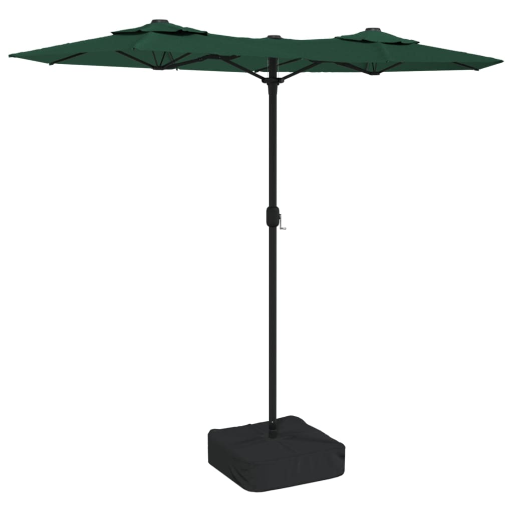 vidaXL Podwójny parasol ogrodowy, zielony, 316x145 cm