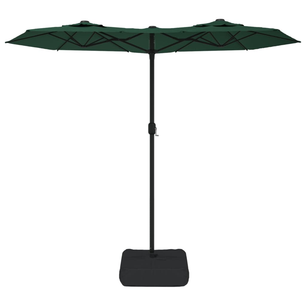 vidaXL Podwójny parasol ogrodowy, zielony, 316x145 cm