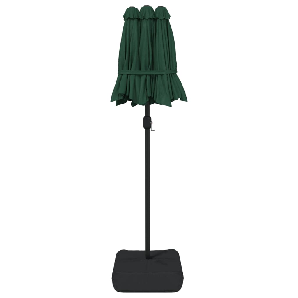 vidaXL Podwójny parasol ogrodowy, zielony, 316x145 cm
