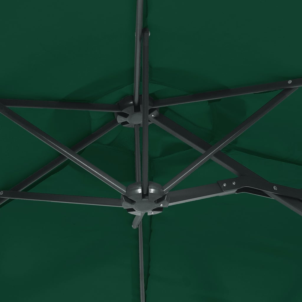 vidaXL Podwójny parasol ogrodowy, zielony, 316x145 cm