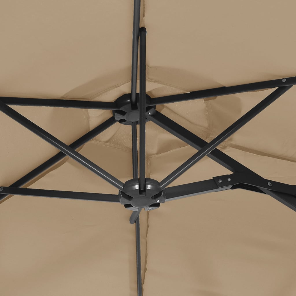 vidaXL Podwójny parasol ogrodowy, taupe, 316x145 cm