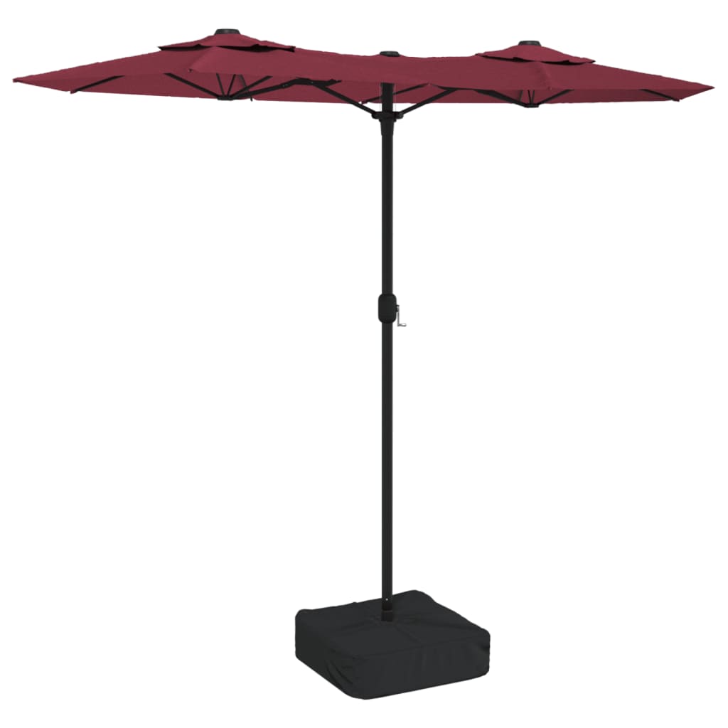 vidaXL Podwójny parasol ogrodowy, bordowy, 316x145 cm