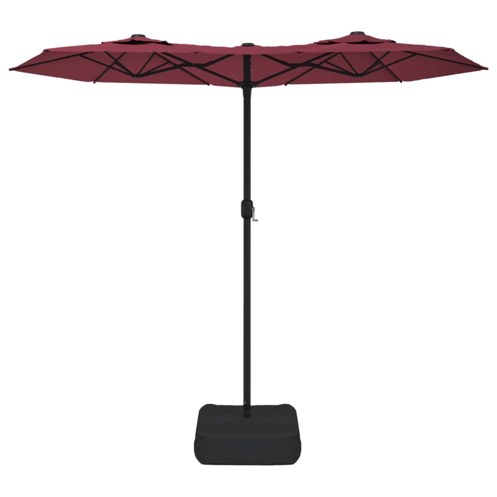 vidaXL Podwójny parasol ogrodowy, bordowy, 316x145 cm