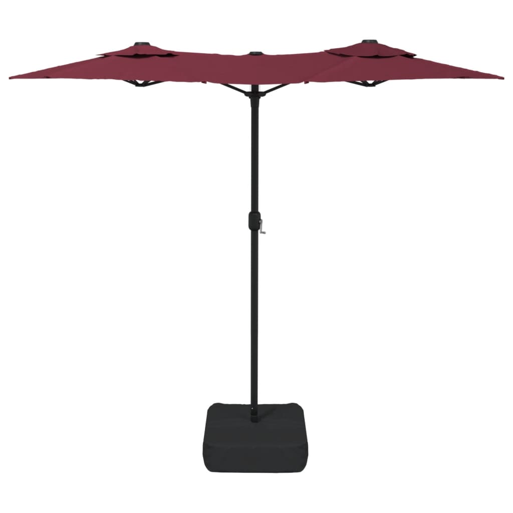 vidaXL Podwójny parasol ogrodowy, bordowy, 316x145 cm