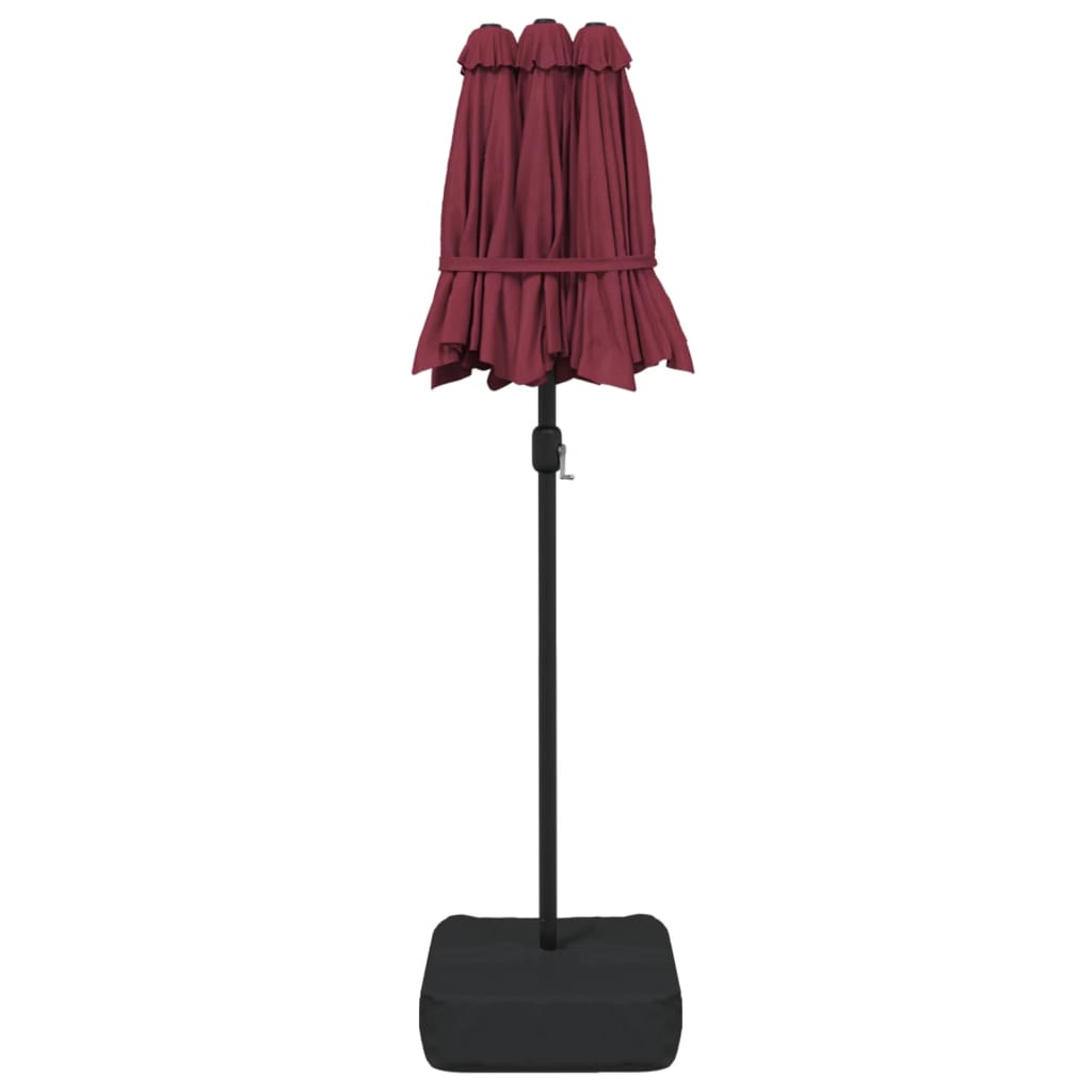 vidaXL Podwójny parasol ogrodowy, bordowy, 316x145 cm