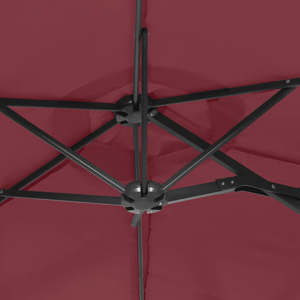 vidaXL Podwójny parasol ogrodowy, bordowy, 316x145 cm