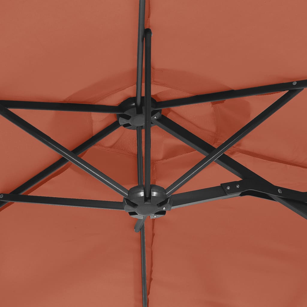 vidaXL Podwójny parasol ogrodowy, terakota, 316x145 cm