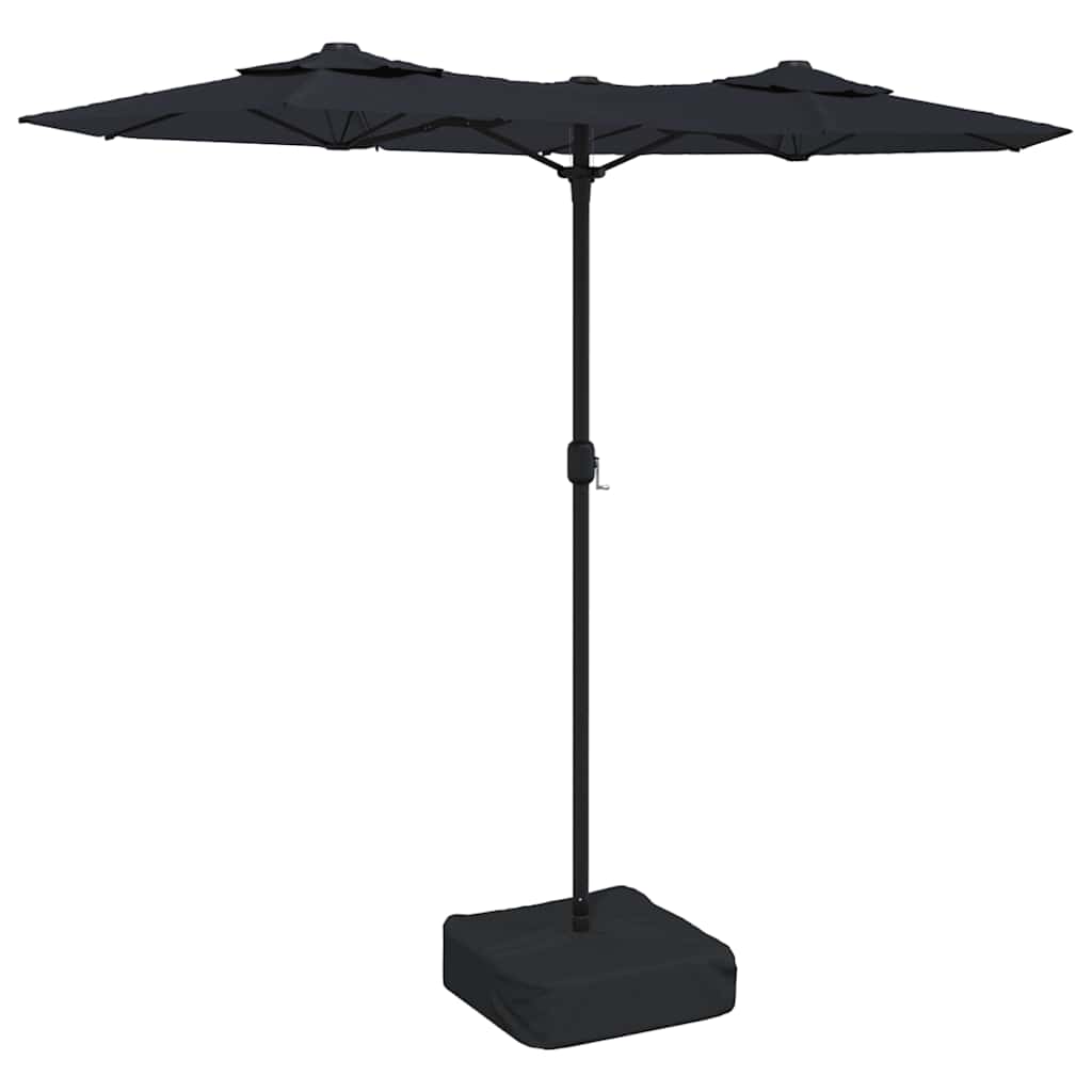 vidaXL Podwójny parasol ogrodowy, czarny, 316x145 cm