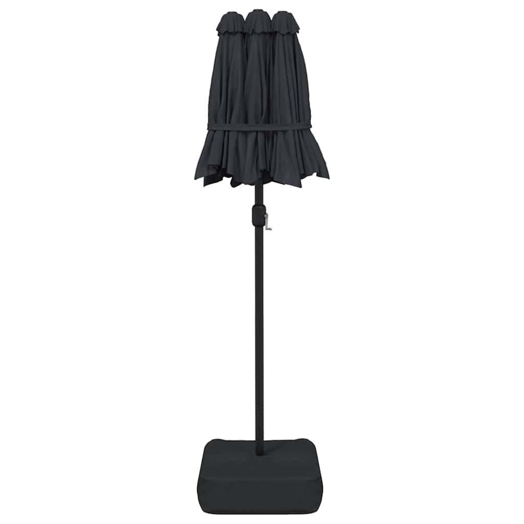 vidaXL Podwójny parasol ogrodowy, czarny, 316x145 cm