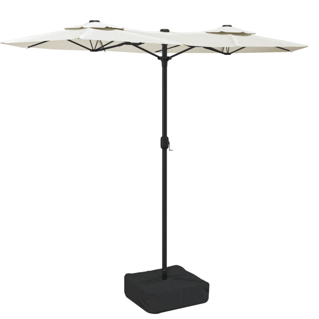 vidaXL Podwójny parasol ogrodowy z LED, piaskowy, 316x145 cm