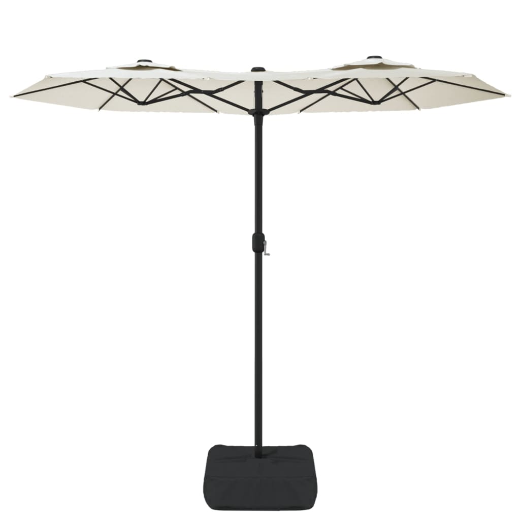 vidaXL Podwójny parasol ogrodowy z LED, piaskowy, 316x145 cm