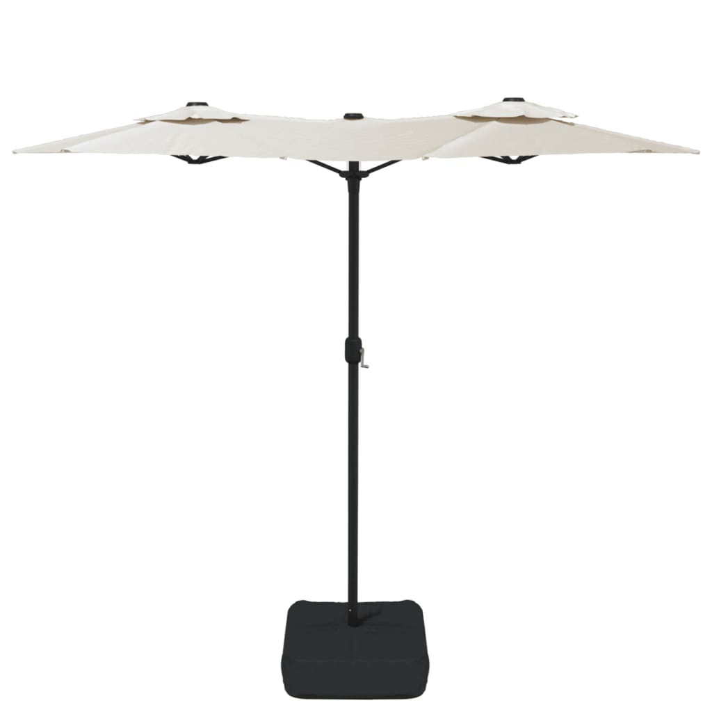 vidaXL Podwójny parasol ogrodowy z LED, piaskowy, 316x145 cm