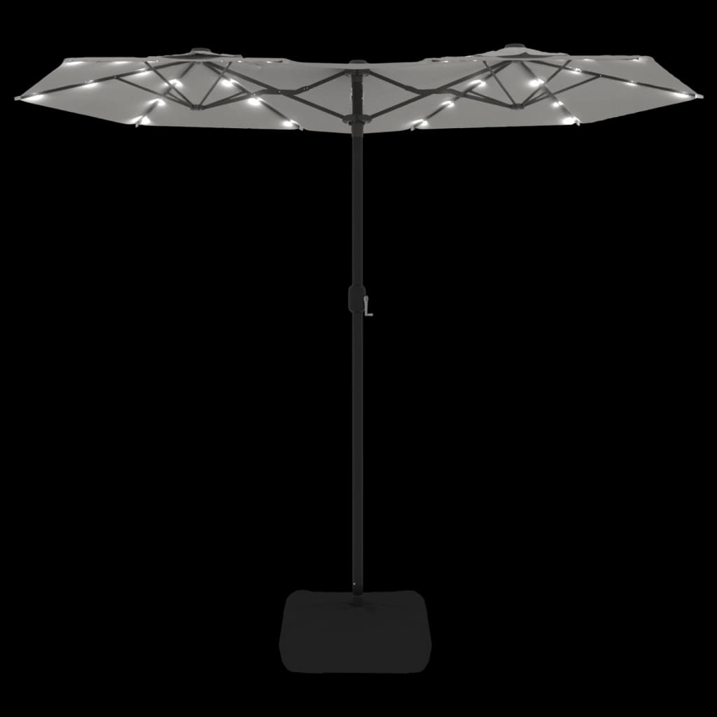 vidaXL Podwójny parasol ogrodowy z LED, piaskowy, 316x145 cm