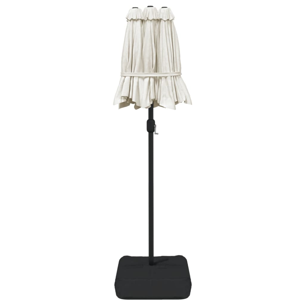 vidaXL Podwójny parasol ogrodowy z LED, piaskowy, 316x145 cm