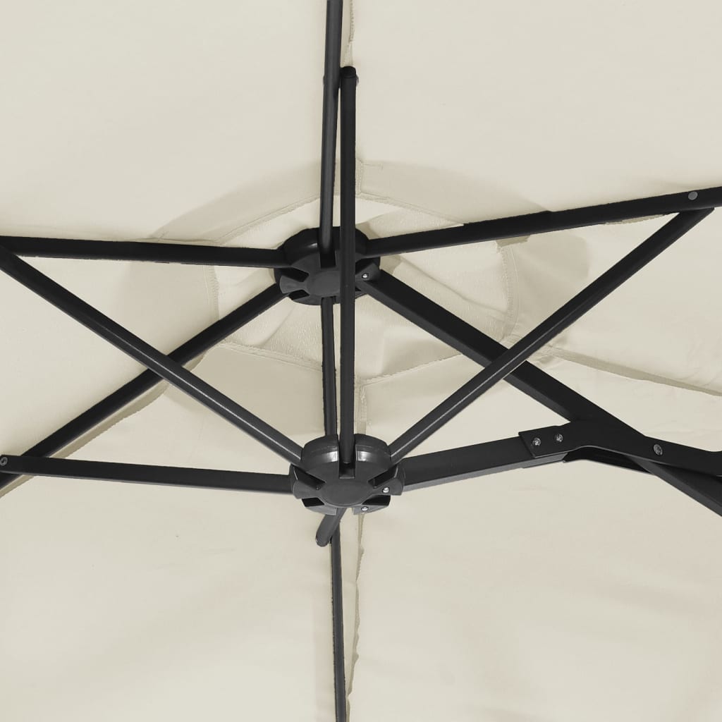vidaXL Podwójny parasol ogrodowy z LED, piaskowy, 316x145 cm