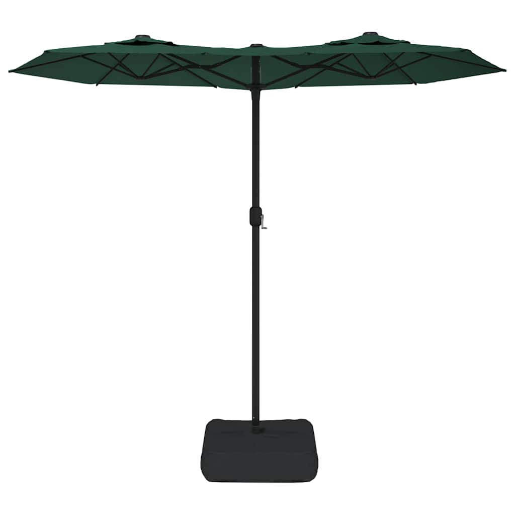 vidaXL Podwójny parasol ogrodowy z LED, zielony, 316x145 cm