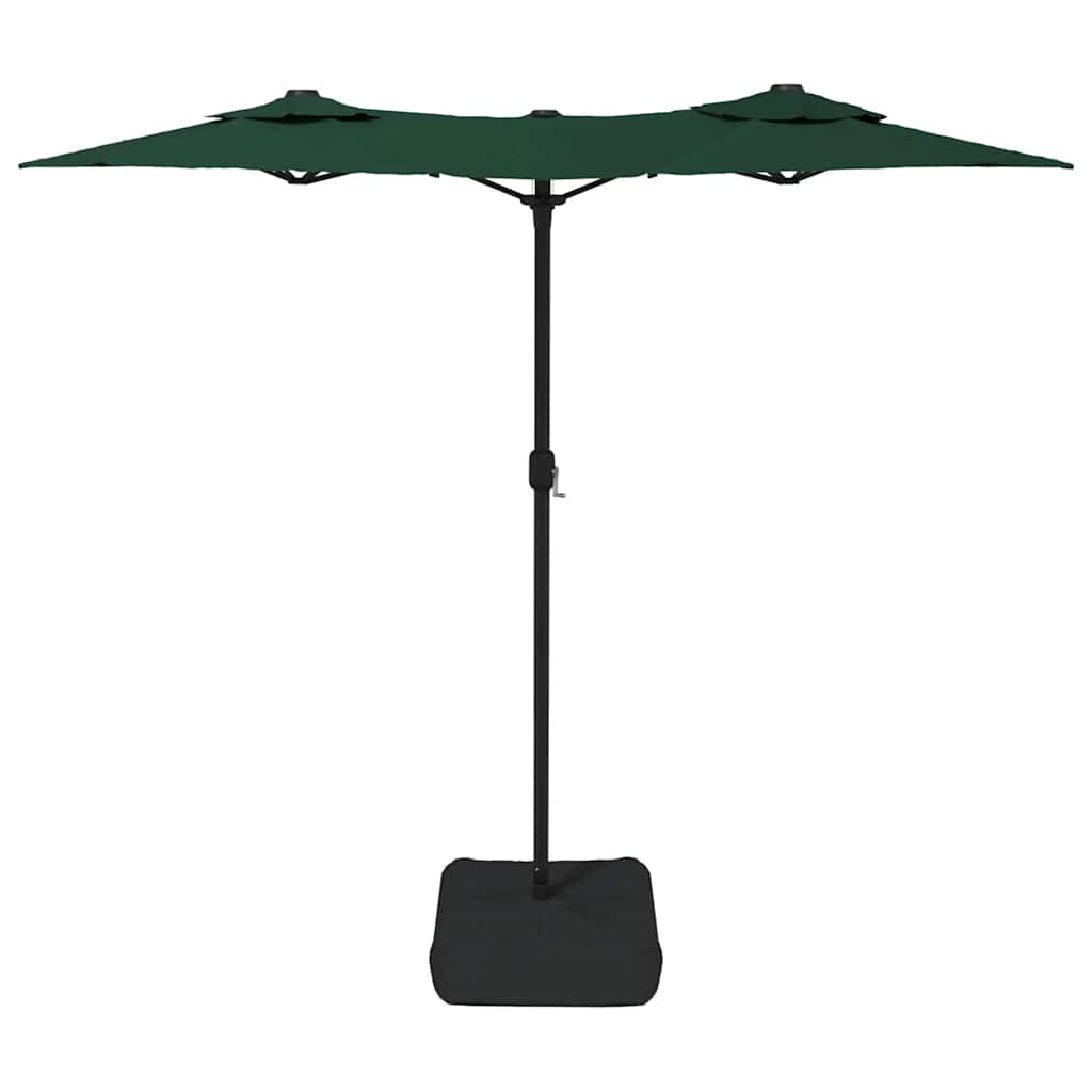vidaXL Podwójny parasol ogrodowy z LED, zielony, 316x145 cm