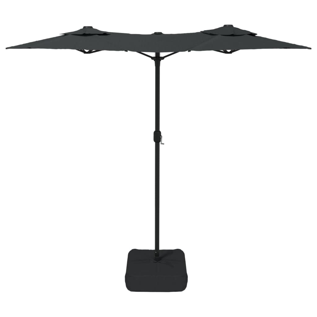 vidaXL Podwójny parasol ogrodowy z LED, antracytowy, 316x145 cm
