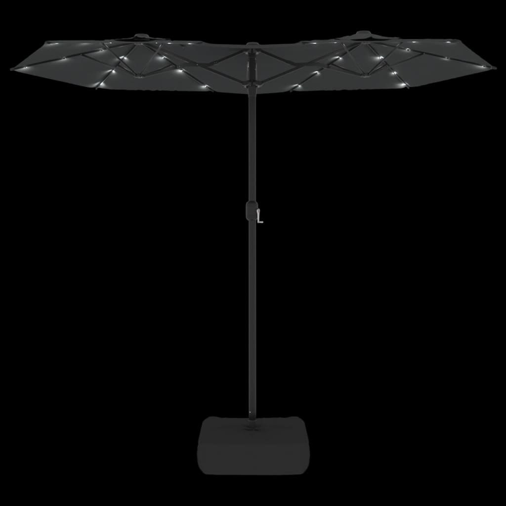 vidaXL Podwójny parasol ogrodowy z LED, antracytowy, 316x145 cm