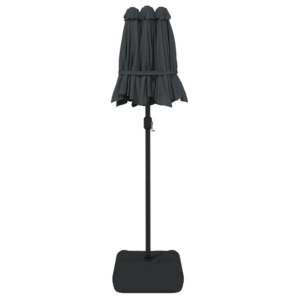 vidaXL Podwójny parasol ogrodowy z LED, antracytowy, 316x145 cm