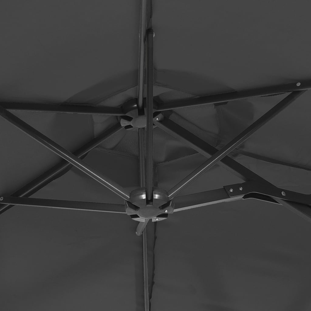 vidaXL Podwójny parasol ogrodowy z LED, antracytowy, 316x145 cm