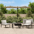 vidaXL Podwójny parasol ogrodowy z LED, taupe, 316x145 cm