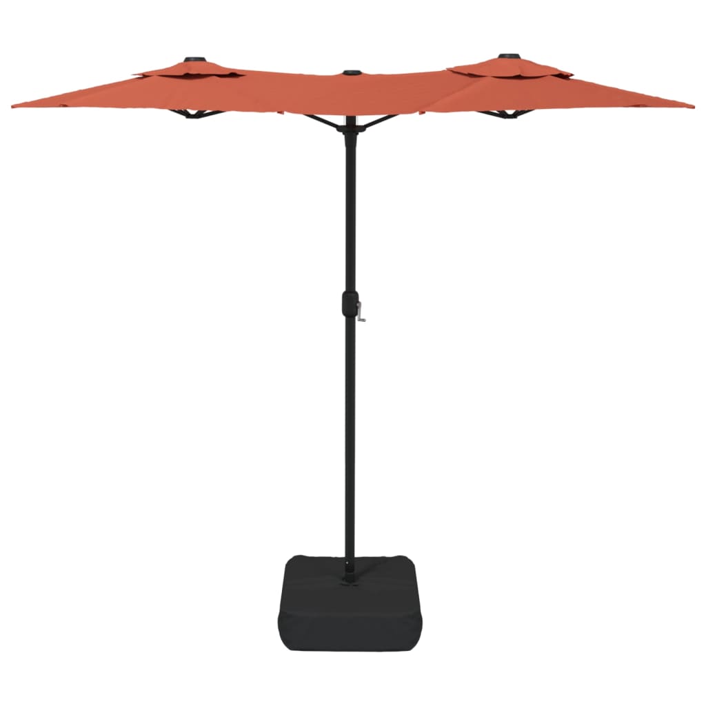 vidaXL Podwójny parasol ogrodowy z LED, terakota, 316x145 cm